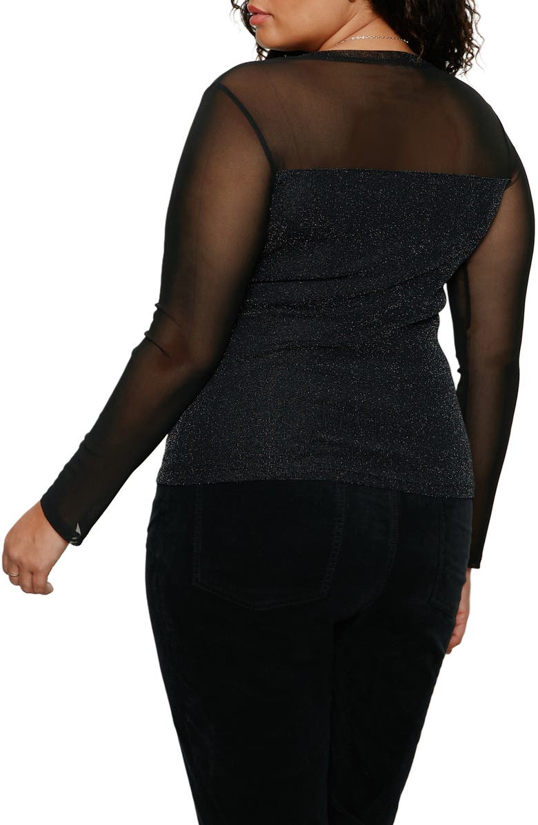 Sanctuary Sparkle Mesh Tee, Alternate, color, Black