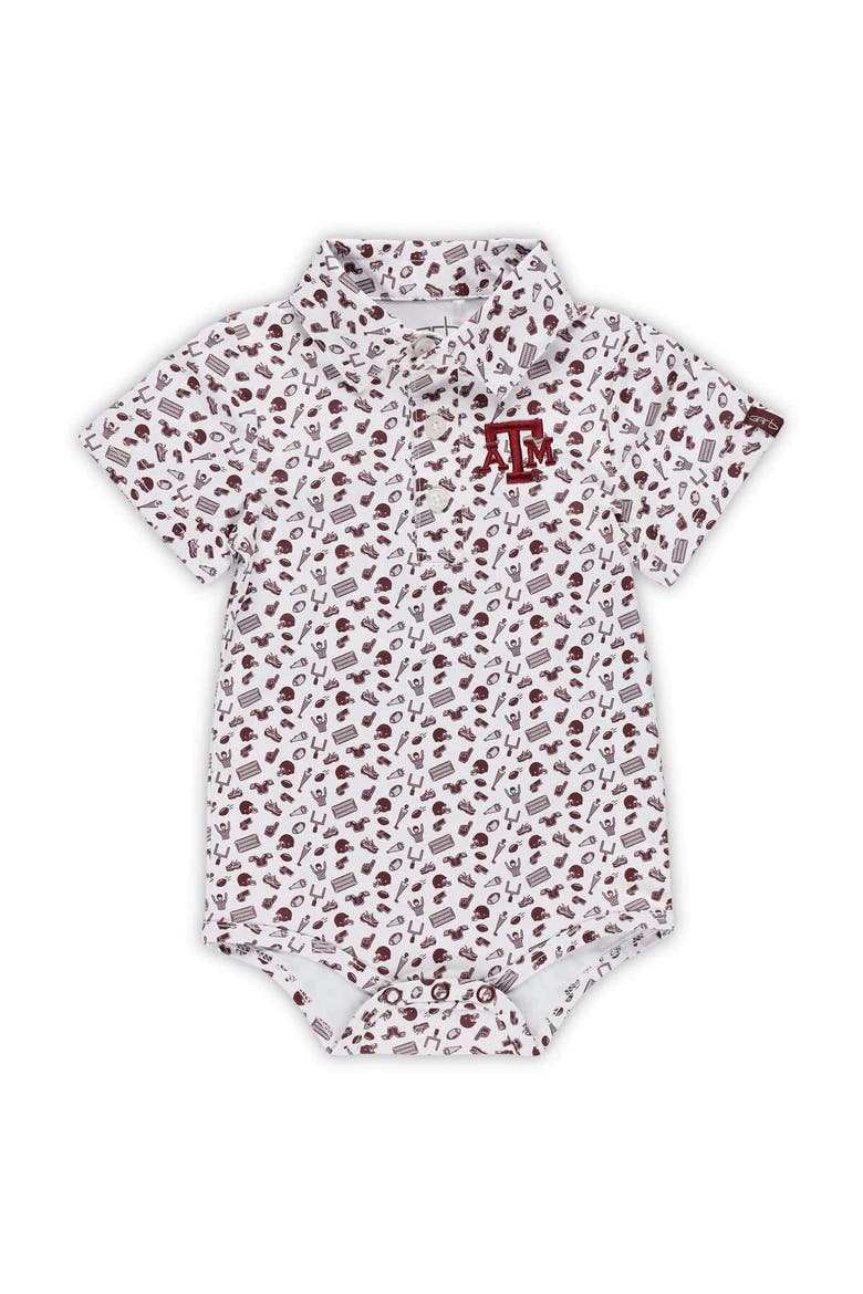 Infant Garb Maroon Texas A&M Aggies Tom Allover Print Performance Polo Bodysuit, Main, color, Maroon