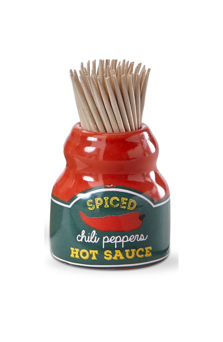 tag Handmade Stoneware Hot Sauce Toothpick Holder Set, Alternate, color, Multicolored