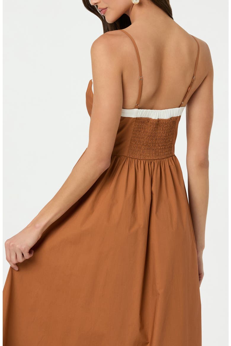 Contrast Detail Cotton Dress, Alternate, color, CAMEL