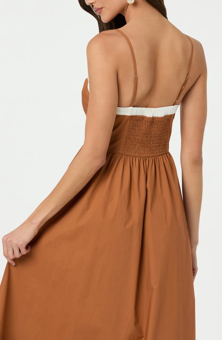 ASTR the Label Contrast Detail Cotton Dress, Alternate, color, Camel