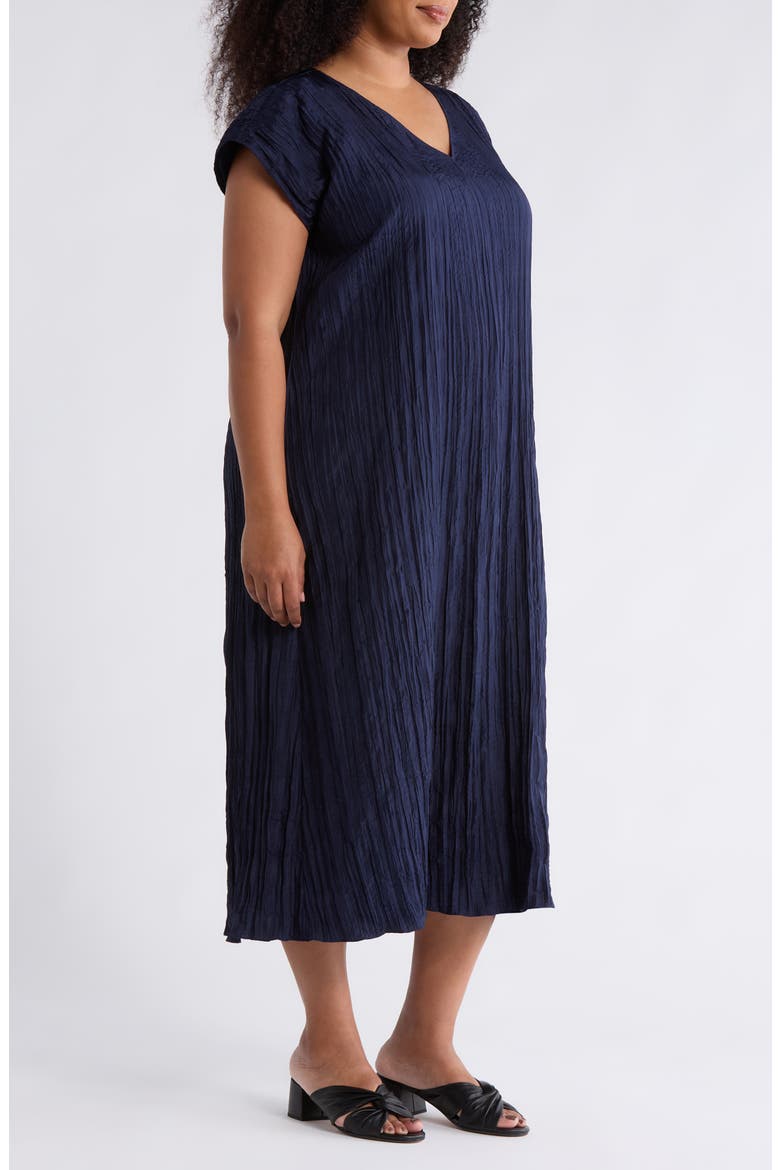 Cap Sleeve Silk Midi Dress, Alternate, color, INK