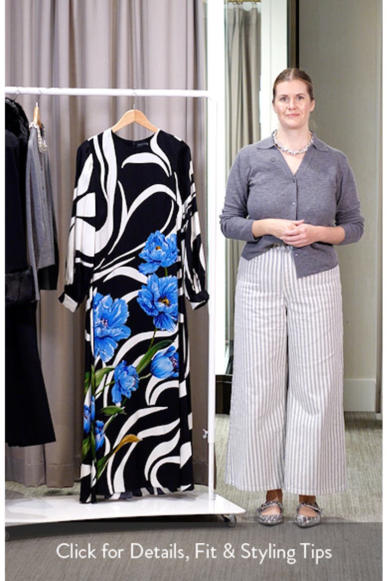 The Renata Mixed Print Long Sleeve Silk Blend Maxi Dress video