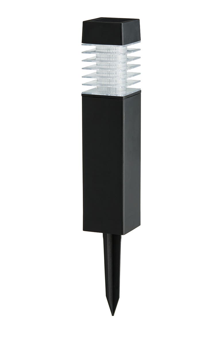 Set of 6 Solar Powered Transparent Texture Lens Pathway Stake Light, Alternate, color, Black
