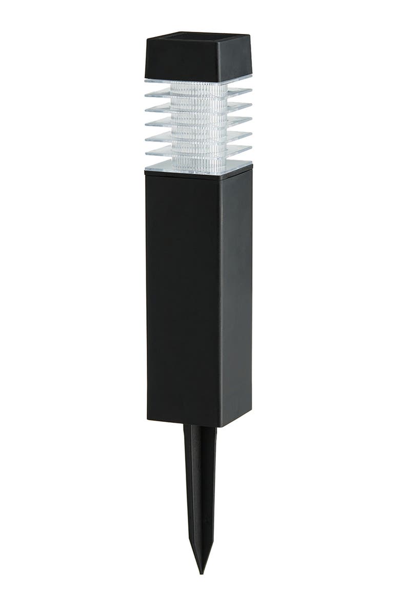 Glitzhome Set of 6 Solar Powered Transparent Texture Lens Pathway Stake Light, Alternate, color, Black