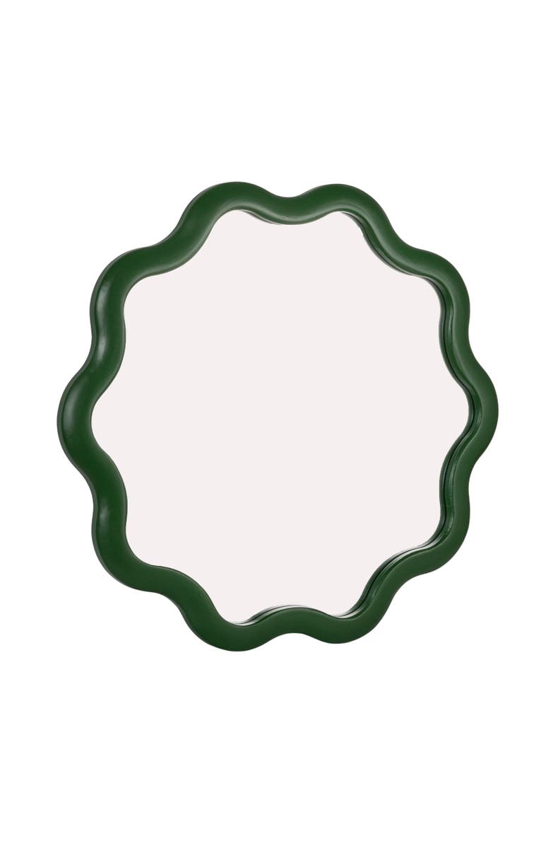 Storied Home Scalloped Wood Wavy Wall Mirror, Green, Main, color, Green