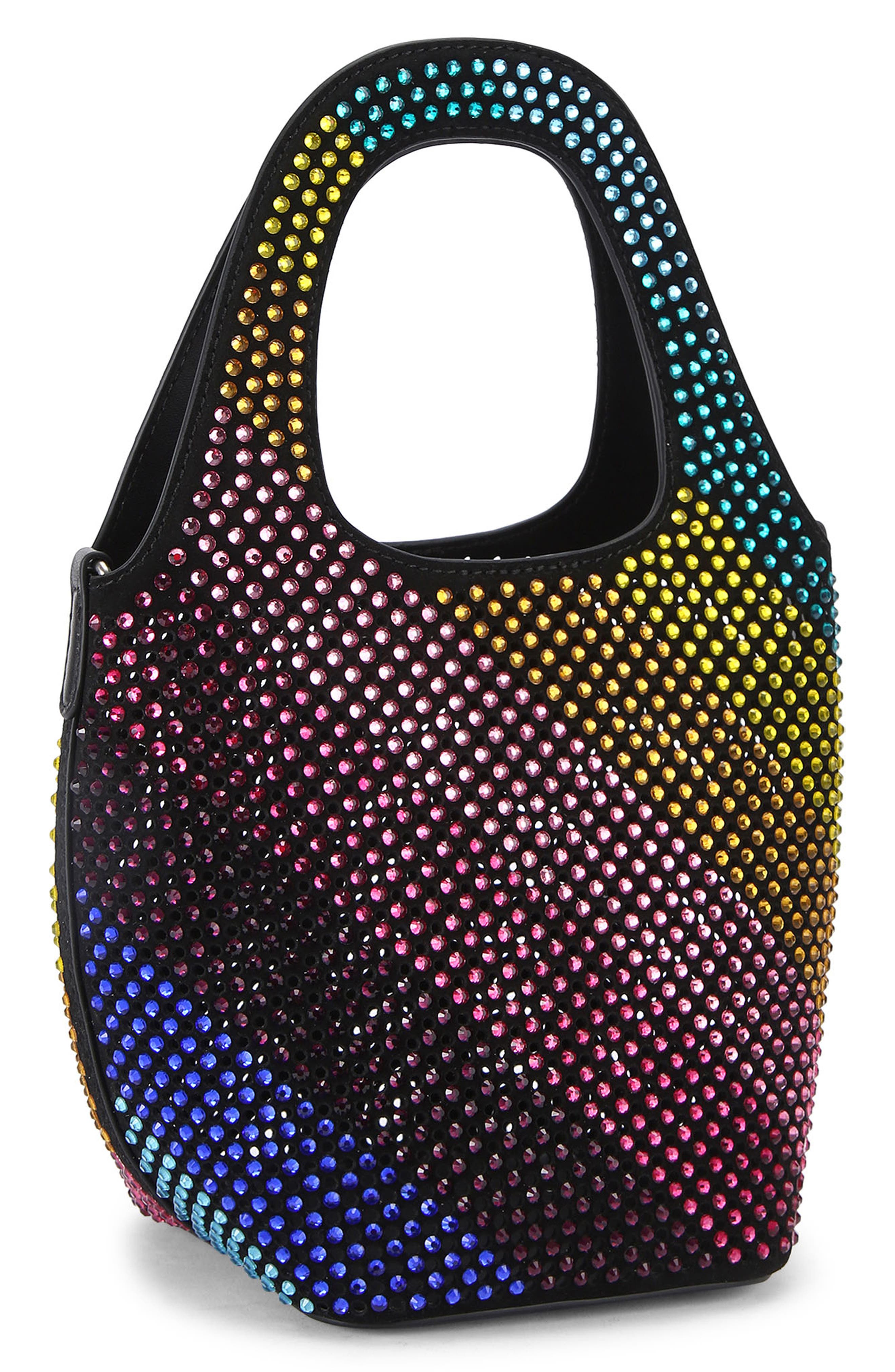 Kurt Geiger London Small Chelsea Crystal Leather Hobo Bag, Alternate, color, Charcoal