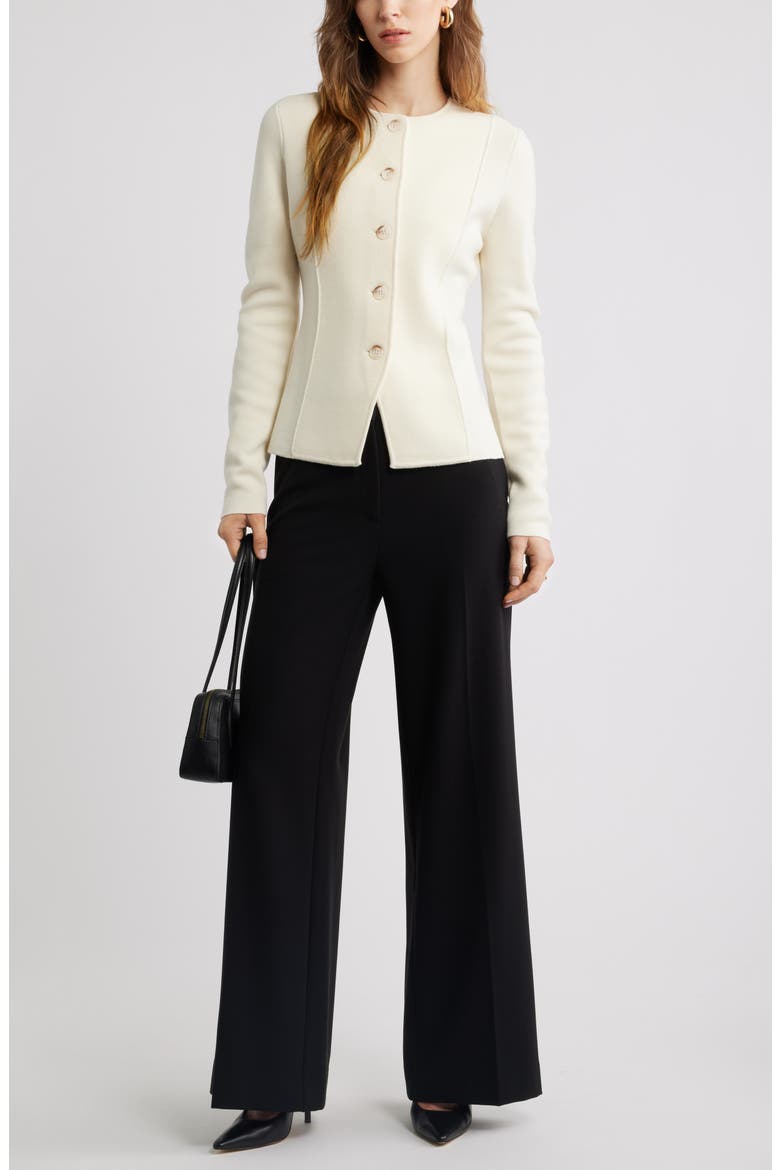 Merino Wool Sweater Jacket, Alternate, color, IVORY TOFU