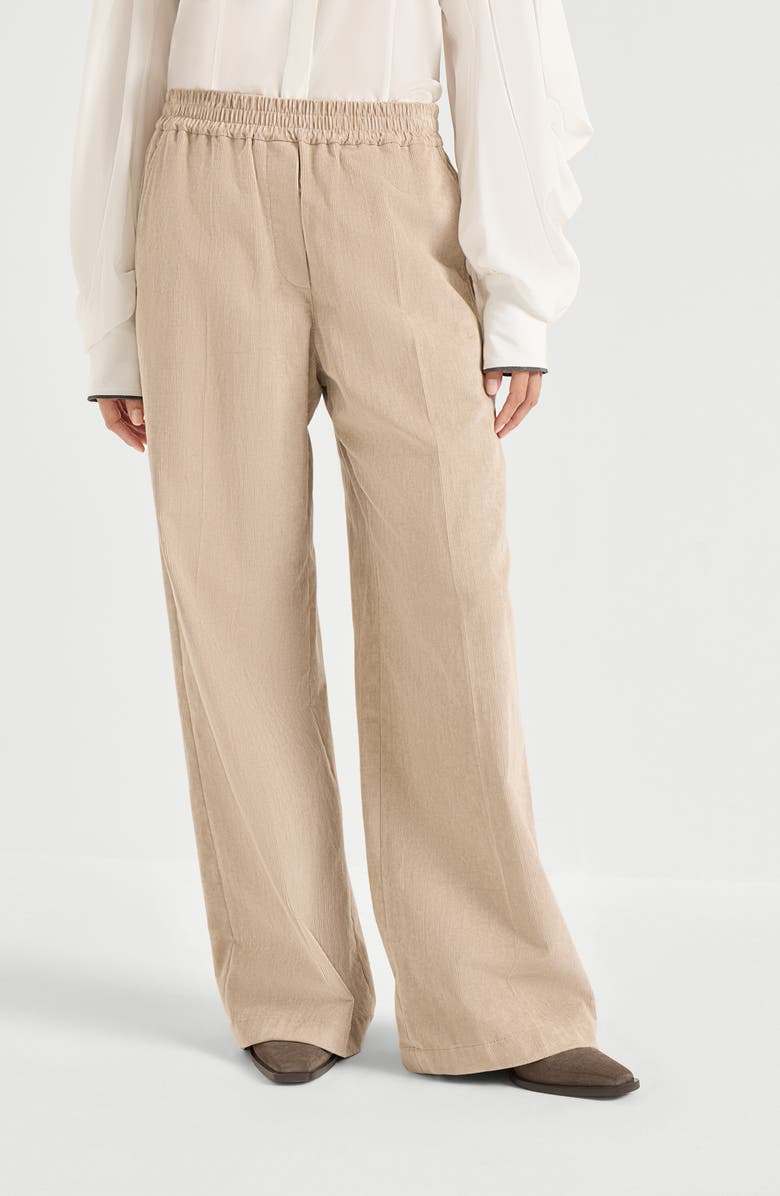 Brunello Cucinelli Loose Track trousers, Alternate, color, Beige