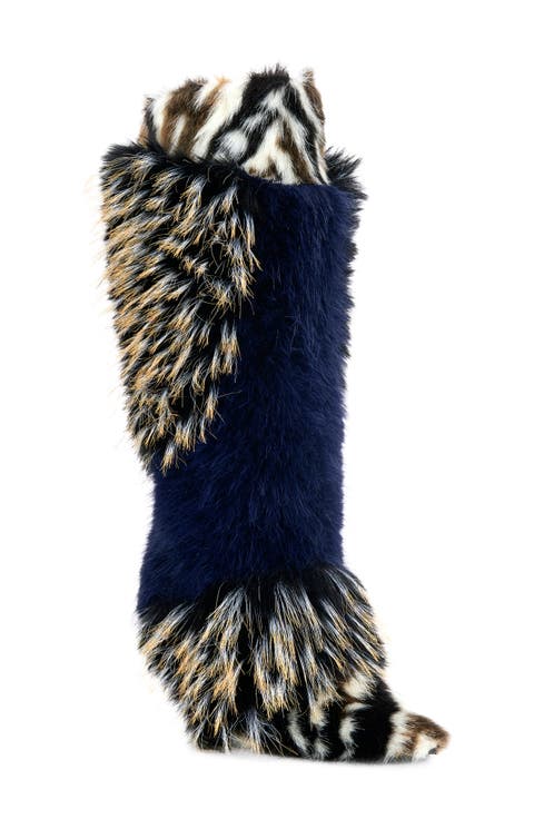 Upendo Mixed Faux Fur Stiletton Boot (Women)