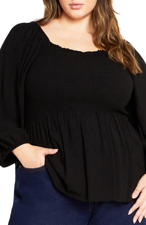 Poppy Smocked Peplum Top (Plus)