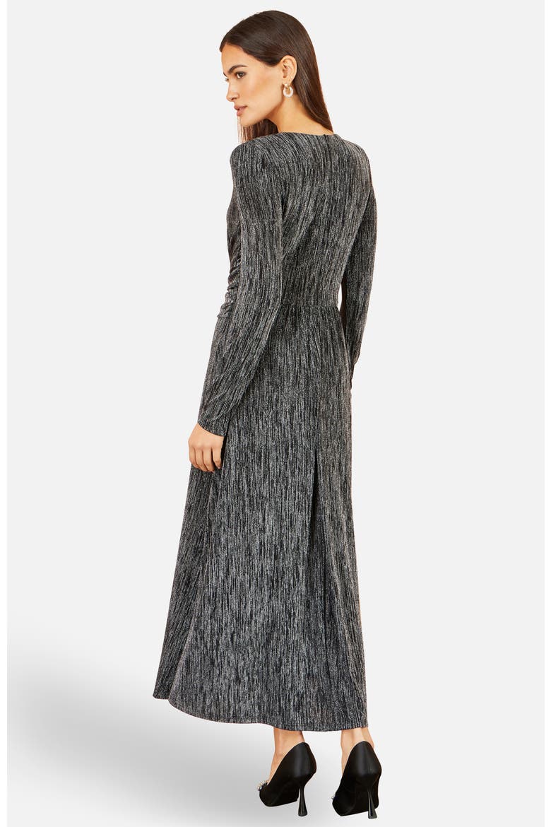 Metallic Twist Waist Maxi Dress, Alternate, color, Black