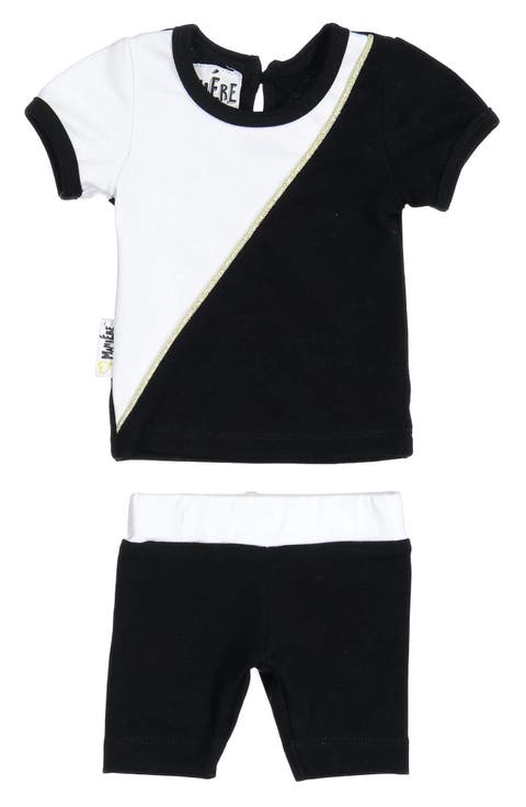 Diagonal Colorblock T-Shirt & Pull-On Shorts Set (Baby)
