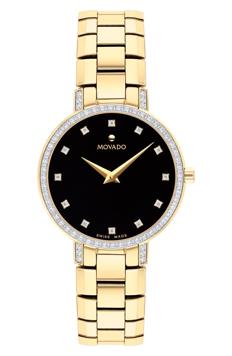 Movado Faceto Diamond Bracelet Watch, 28mm, Main, color, 