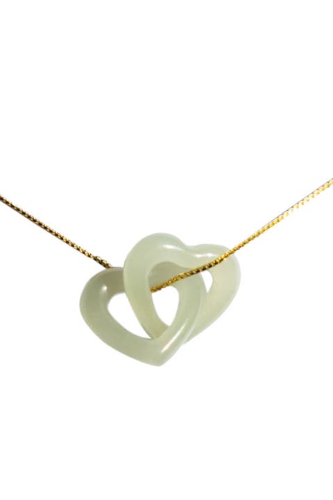 The hearts Interlocking jade pendant necklace