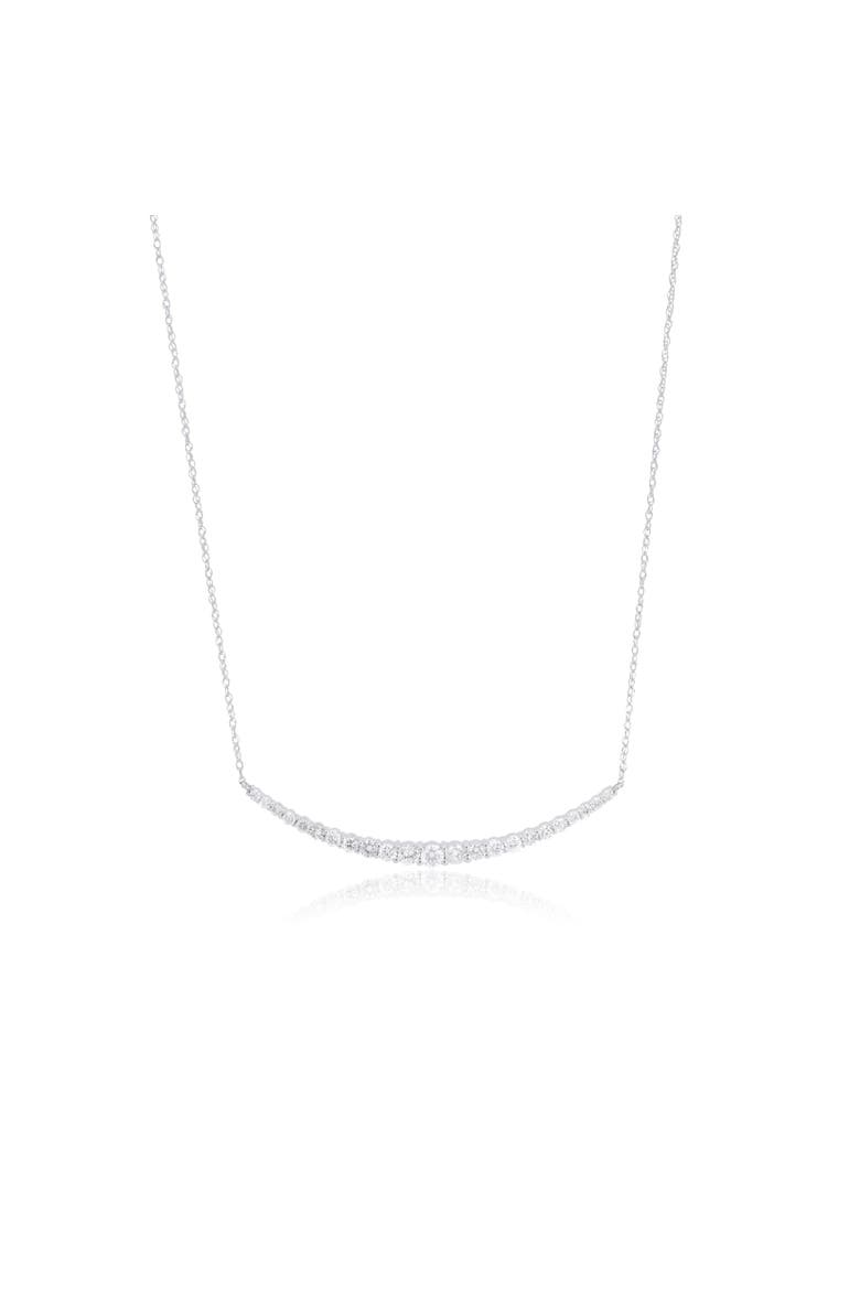 Diamond Curve Bar Necklace, Main, color, White Gold