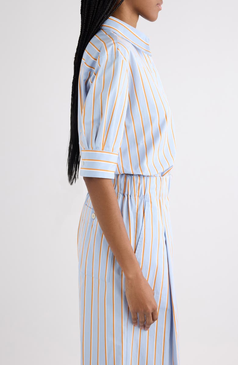 Dries Van Noten Celindo Super Compact Stripe Oversize Supima<sup>®</sup> Cotton Poplin Button-Up Shirt, Alternate, color, Light Blue