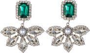 EYE CANDY LOS ANGELES Green Fan Feather Drop Earrings
