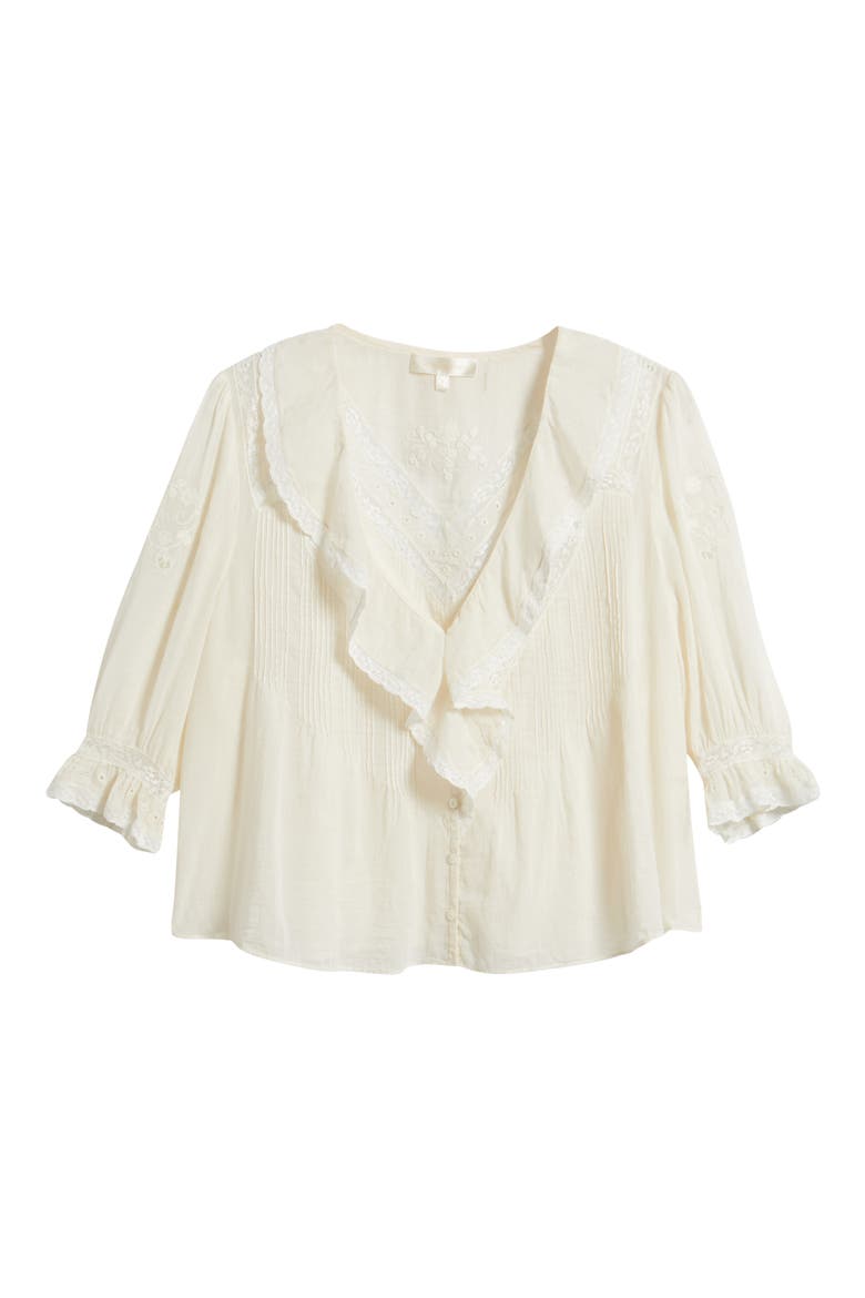 Sinora Lace & Ruffle Top, Alternate, color, OPTIC WHITE