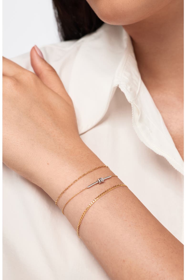 Solid Yellow Gold - Diamond Links Bar Bracelet, Alternate, color, Two-Tone