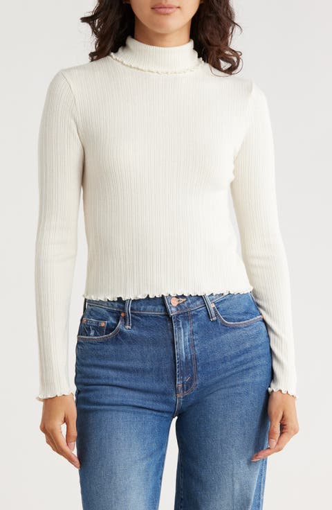 Ribbed Long Sleeve Turtleneck Crop Top