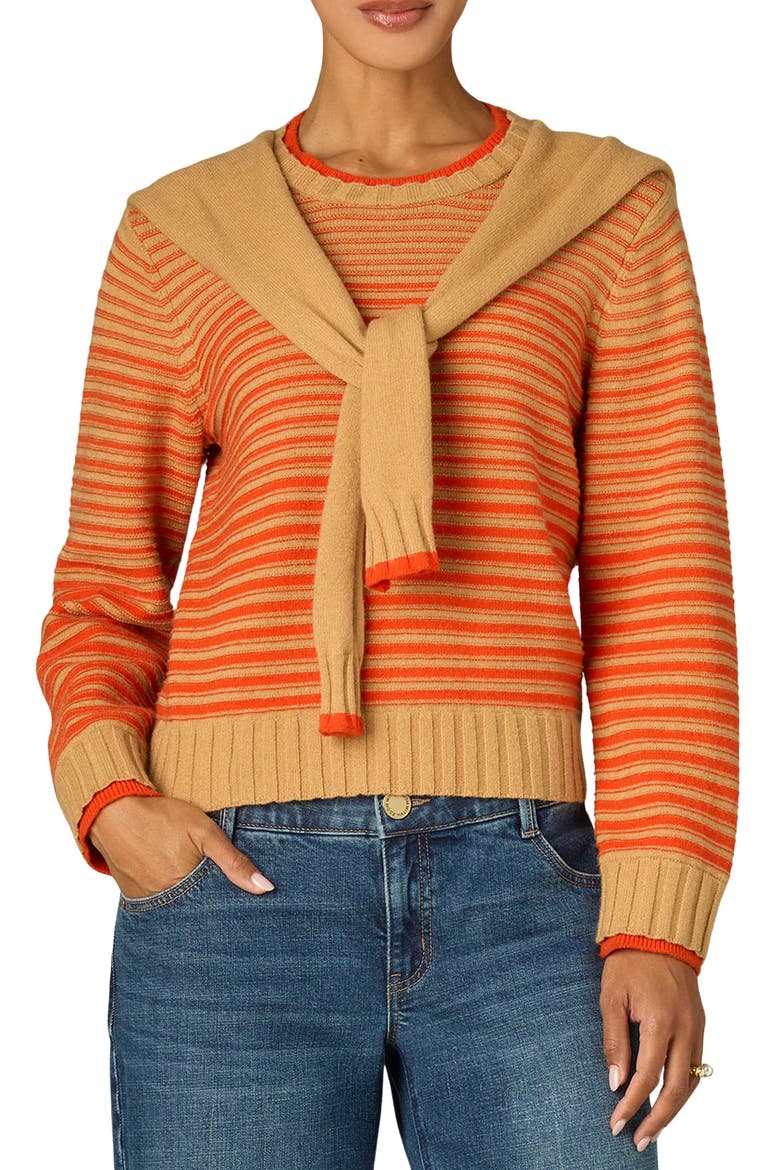 Twofer Crewneck Sweater, Main, color, GOLDEN SUGAR MULTI