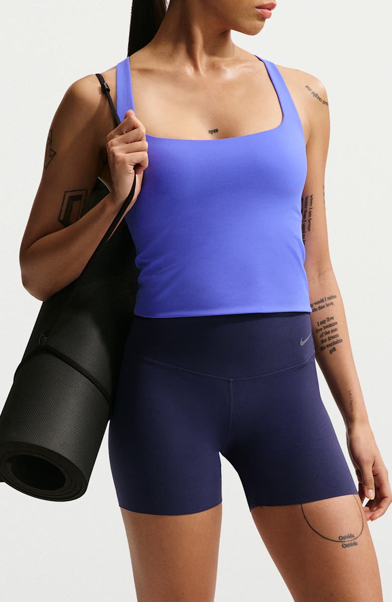 Nike Zenvy Longline Sports Bra, Main, color, Sapphire/ White