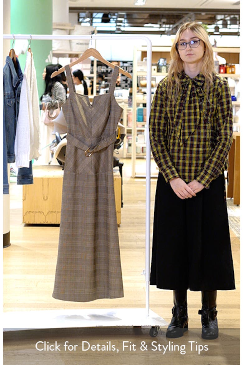 Plaid Sleeveless Belted Midi Dress video