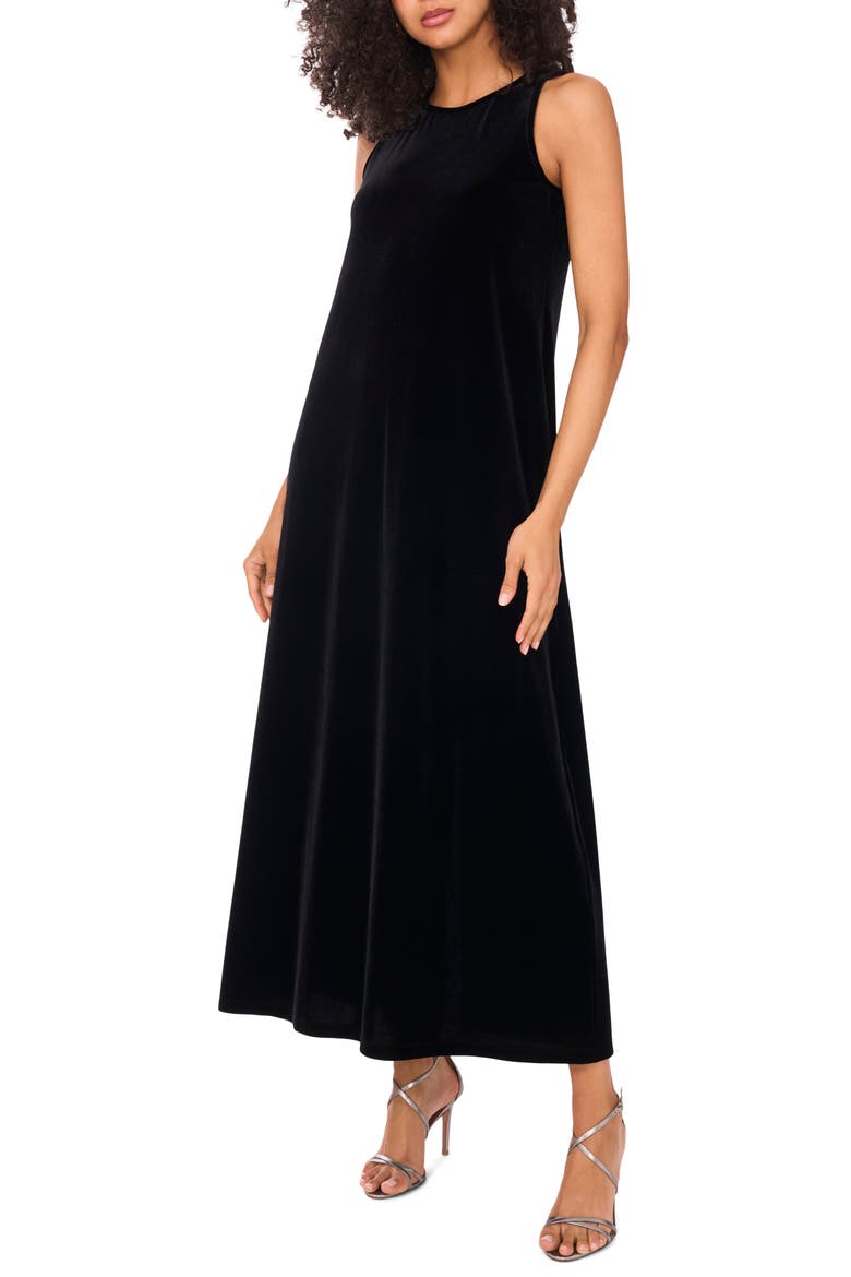 Sleeveless Velvet Maxi Dress, Main, color, RICH BLACK