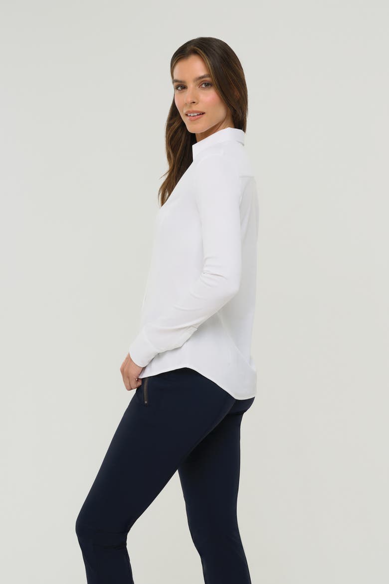 Nikki Longsleeve Pique Shirt, Alternate, color, White