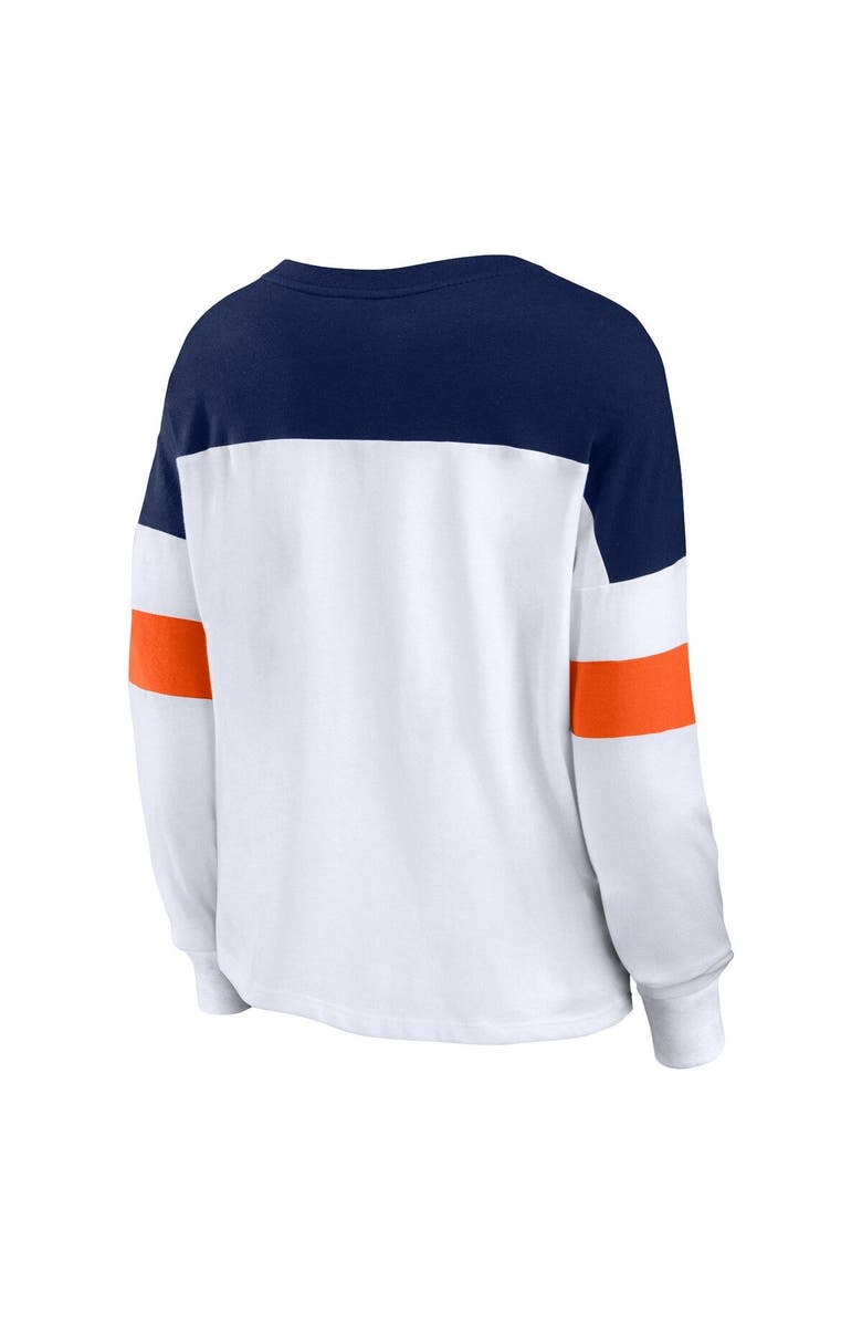 FANATICS Women's Fanatics Branded White/Navy Denver Broncos Even Match Lightweight Lace-Up Long Sleeve Top, Alternate, color, 