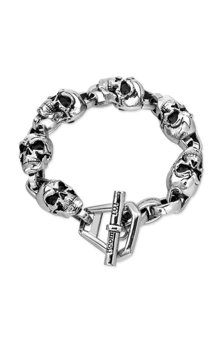 Skull Link Bracelet, Main, color, Silver