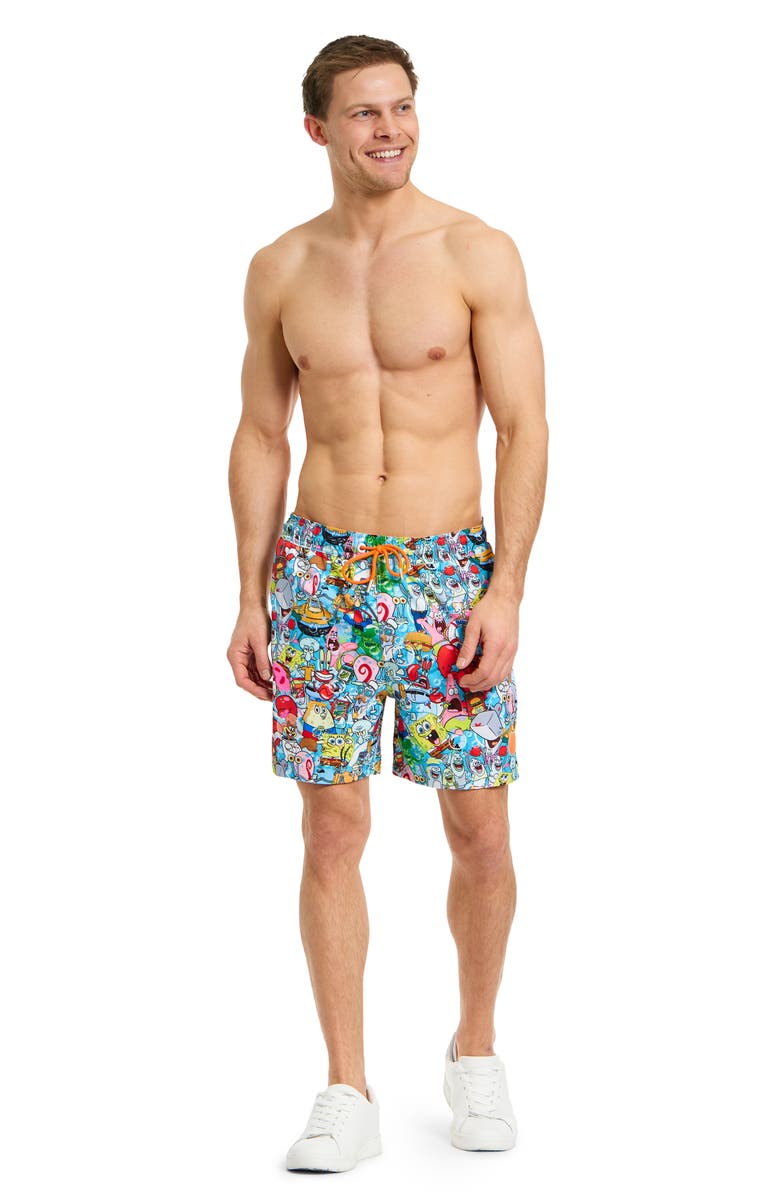 OppoSuits SpongeBob Frenzy Stretch Swim Trunks, Alternate, color, 