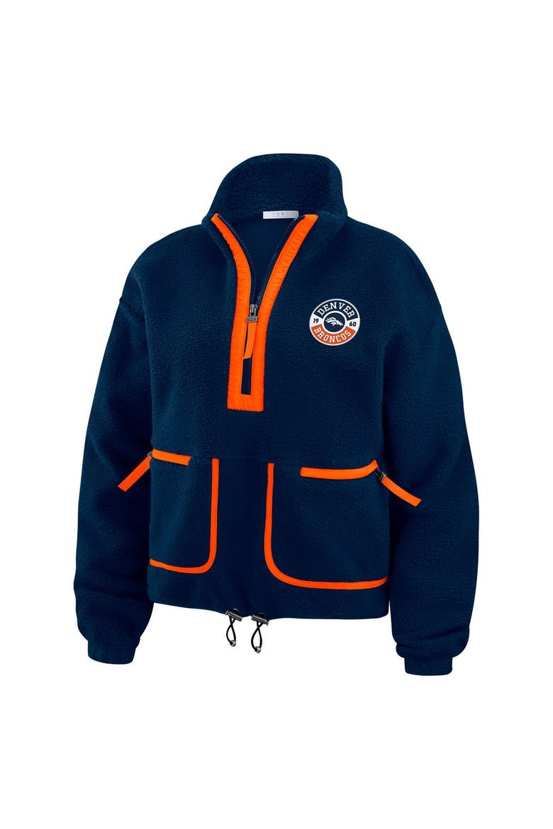 Women's WEAR by Erin Andrews Navy Denver Broncos Polar Fleece Half-Zip Jacket, Alternate, color, Navy