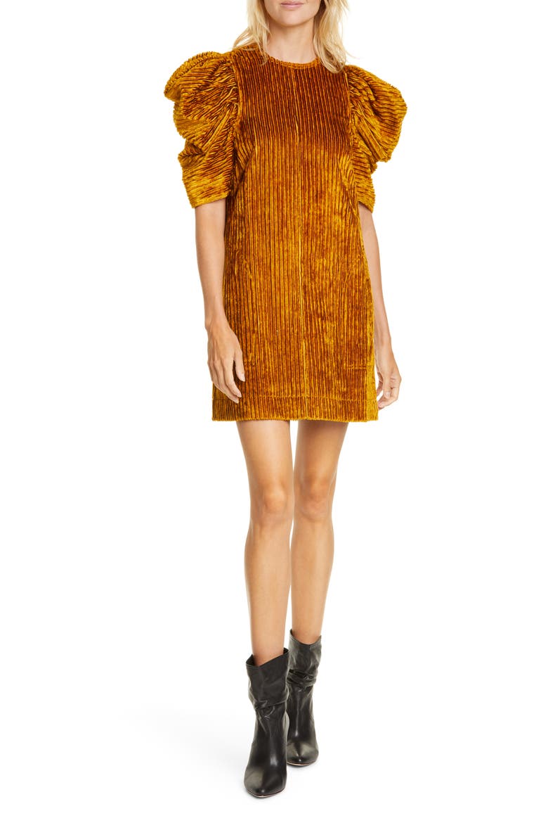 Callahan Corduroy Shift Minidress, Main, color, GOLD