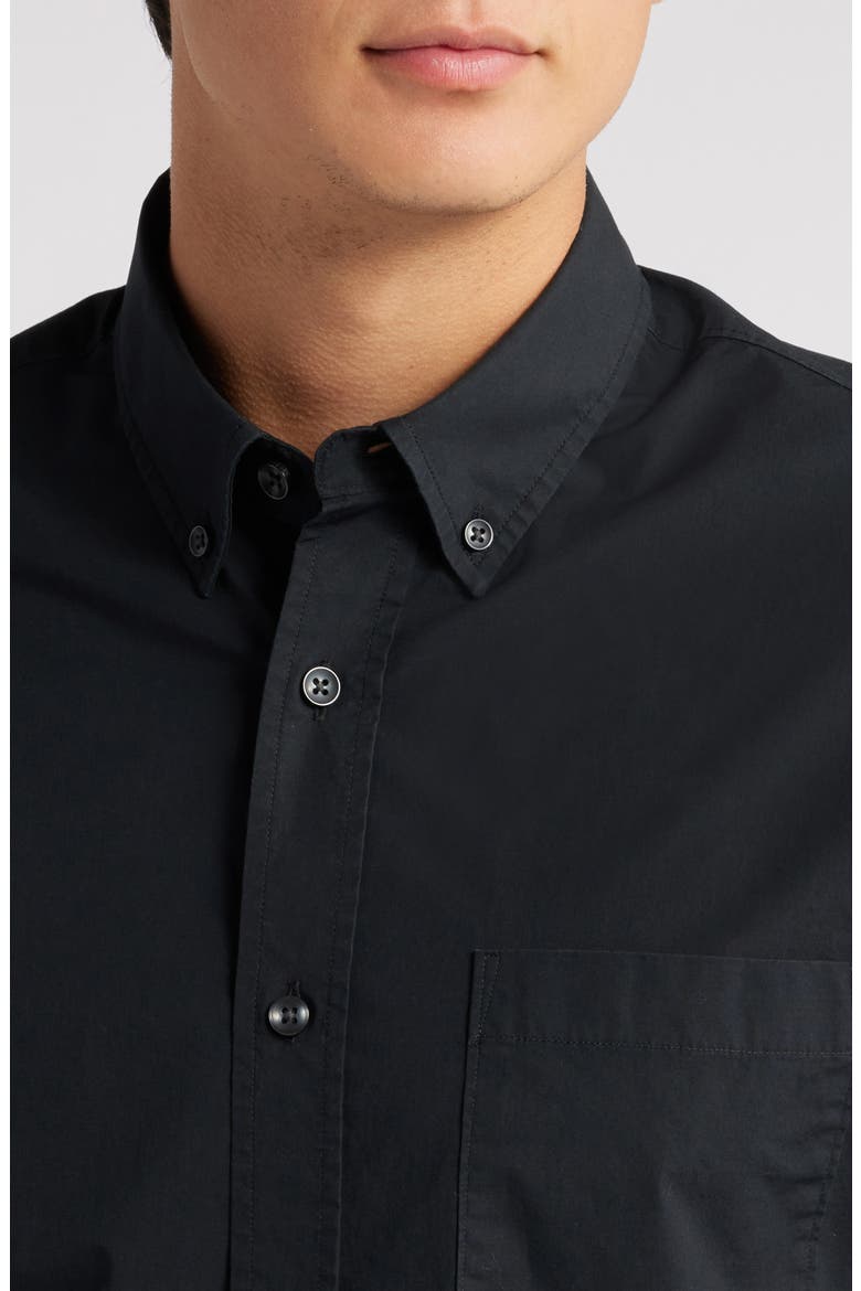 Trim Fit Solid Stretch Button-Down Shirt, Alternate, color, BLACK