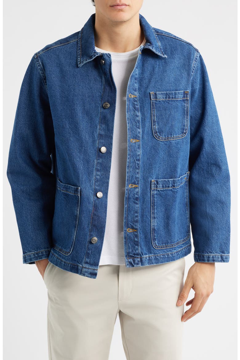 Gove Cotton Denim Chore Coat, Main, color, MID WASH BLUE