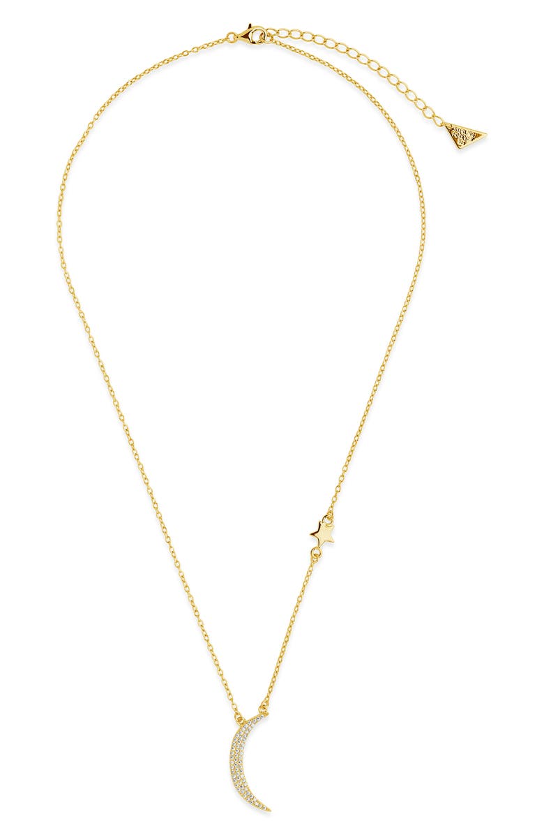 Sterling Forever Crescent Moon Pendant Necklace, Alternate, color, Gold