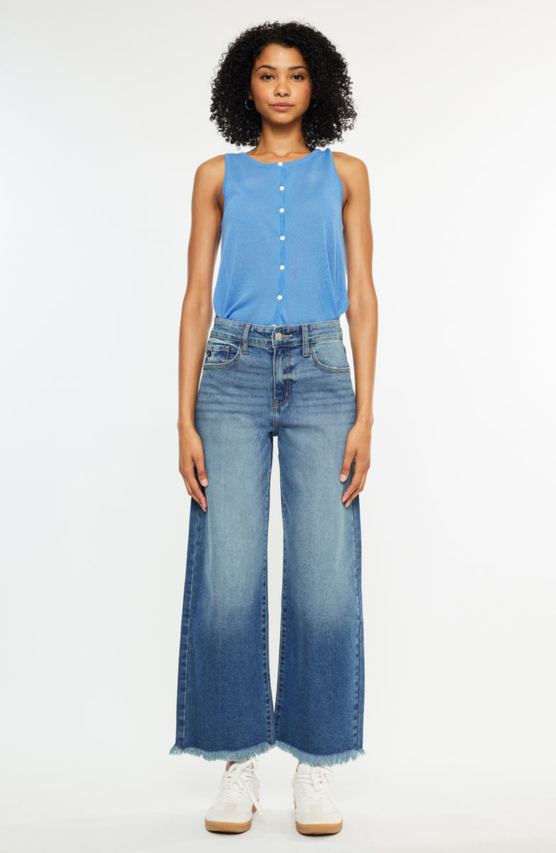KanCan Aruli Essentials High Rise Cropped Wide Leg Jeans, Alternate, color, Medium Wash