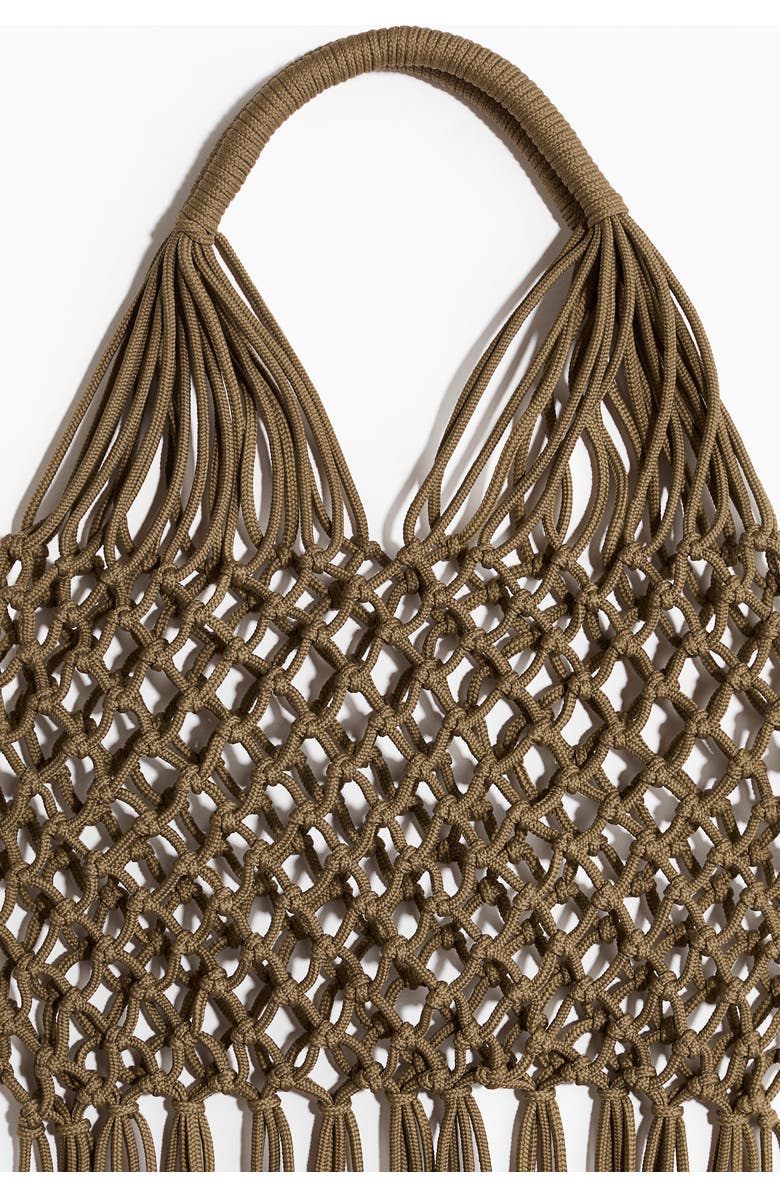 H&M Fringed Net Shoulder Bag, Alternate, color, Khaki Green
