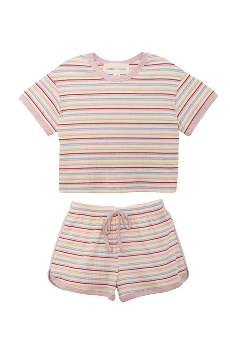 Mabel + Honey Sunset Sherbet Short Sleeve Two Piece Set, Alternate, color, Pink