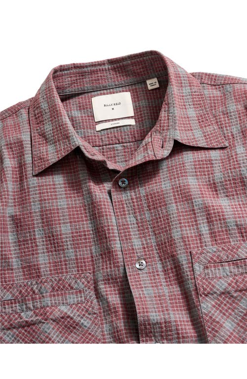 Billy Reid Donels Plaid Short Sleeve Cotton Seersucker Button-up Shirt In Rosewood