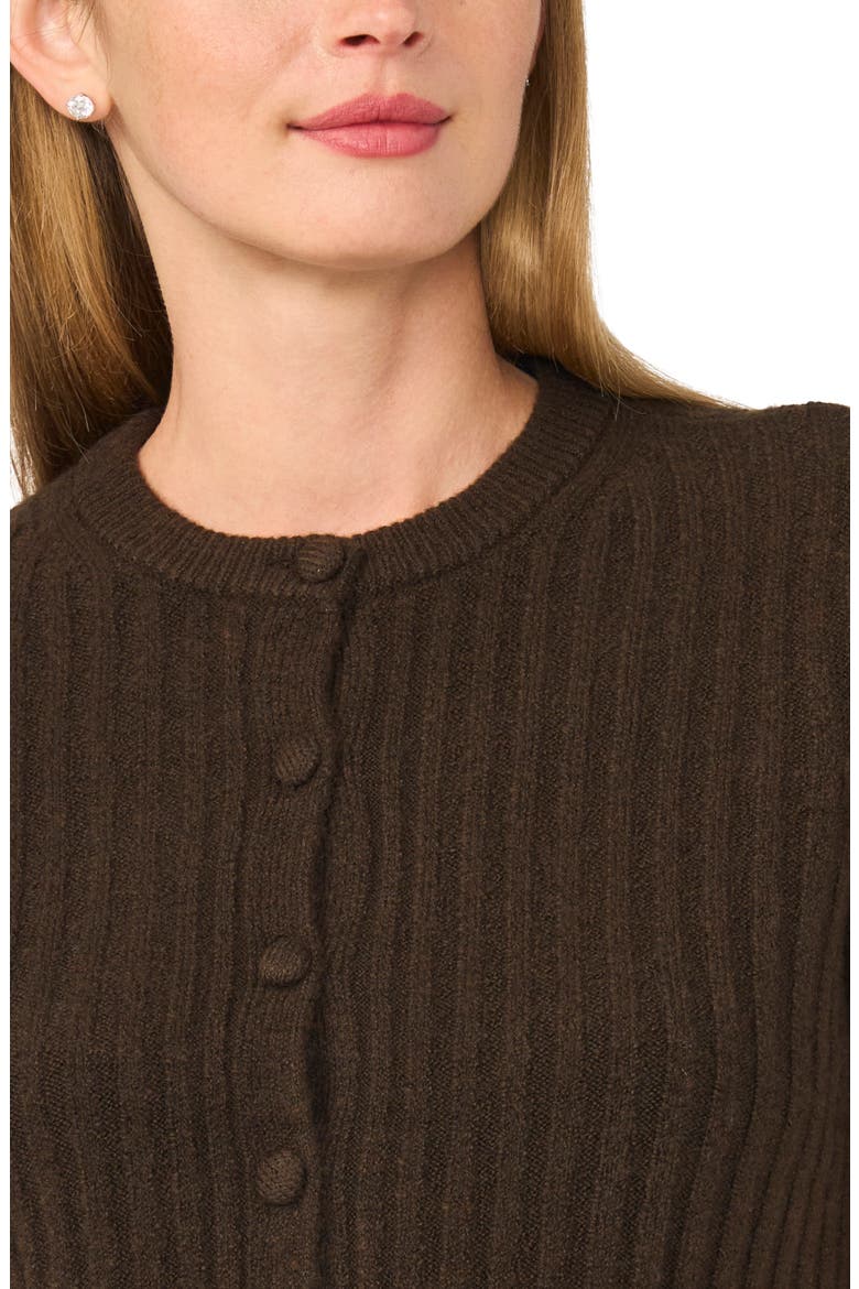 Short Sleeve Rib Cardigan, Alternate, color, CHOCOLATE
