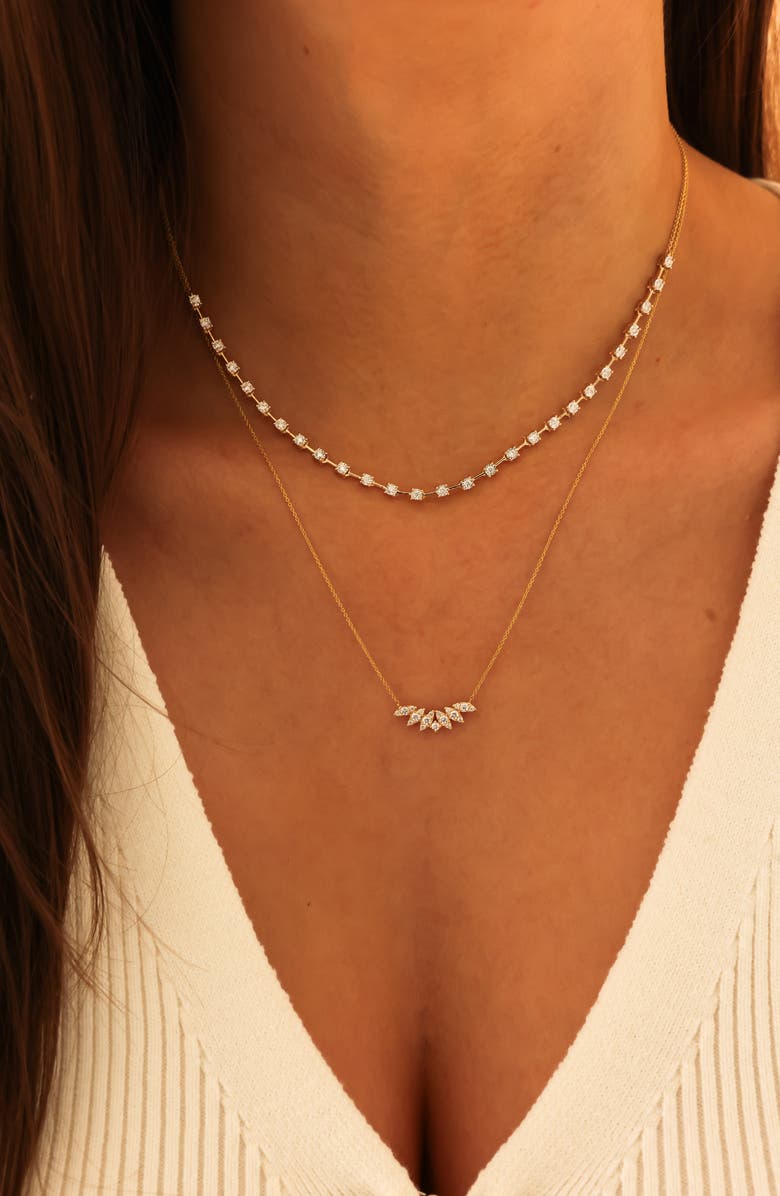 Dana Rebecca Designs Sophia Ryan Diamond Marquise Curved Pendant Necklace, Alternate, color, Yellow Gold