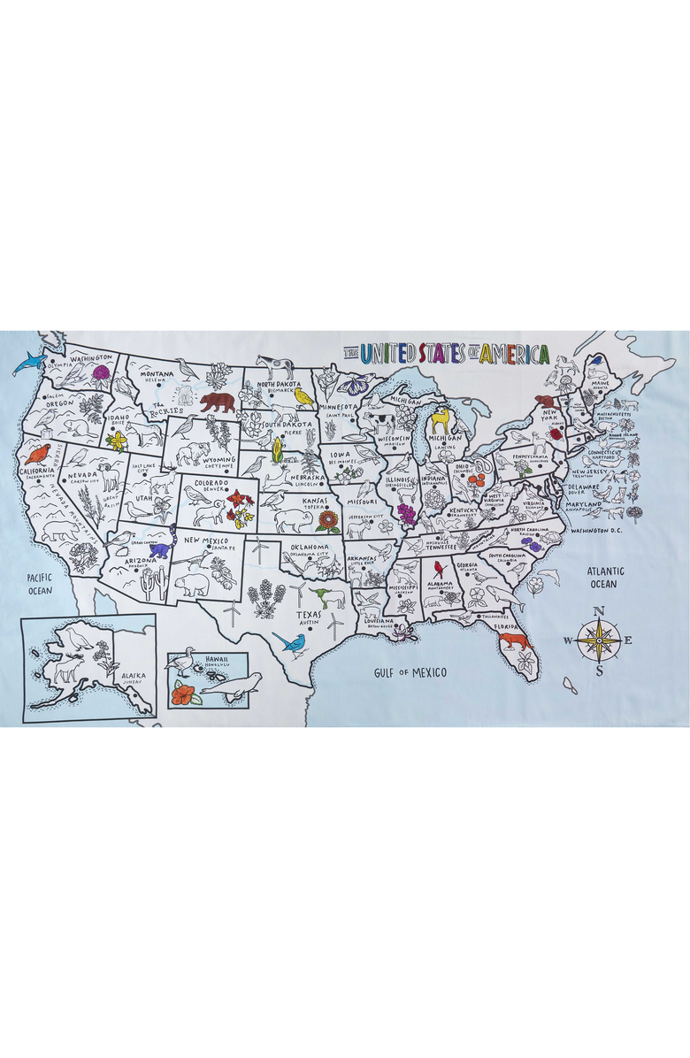 Eat Sleep Doodle United States map color in tablecloth, Main, color, Light Blue/Multicolor