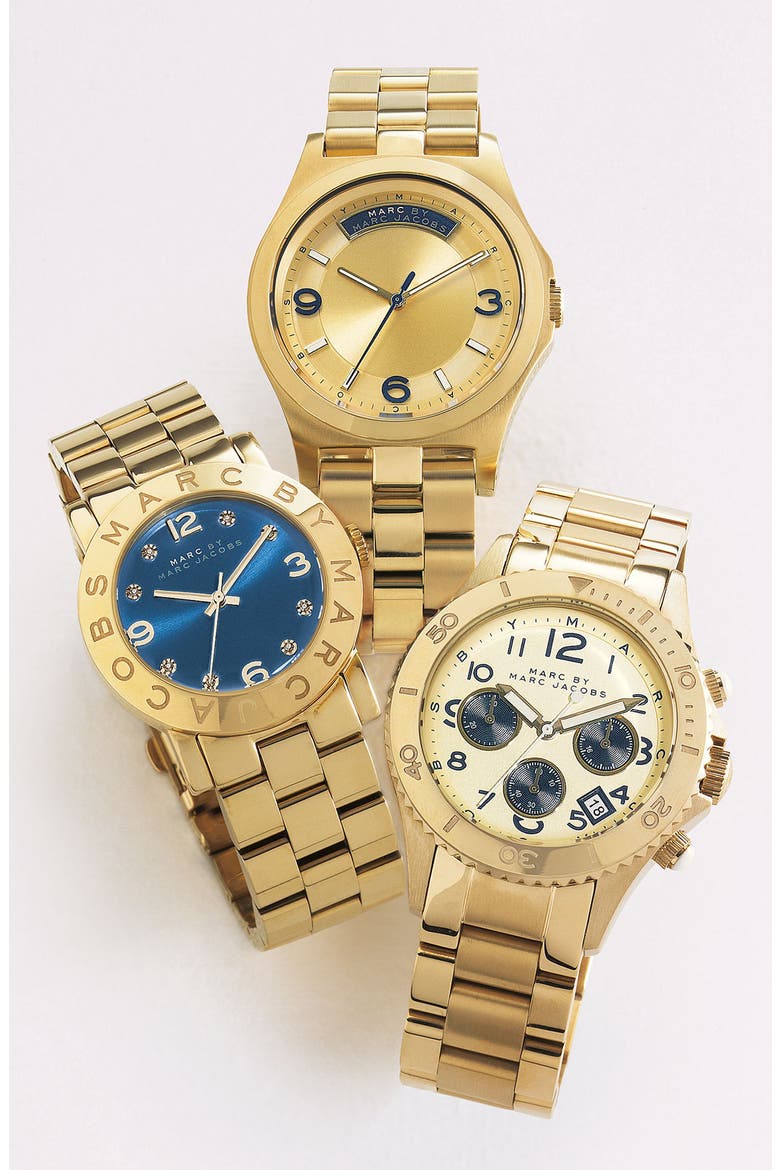 'Amy' Crystal Bracelet Watch, 36mm, Alternate, color, GOLD