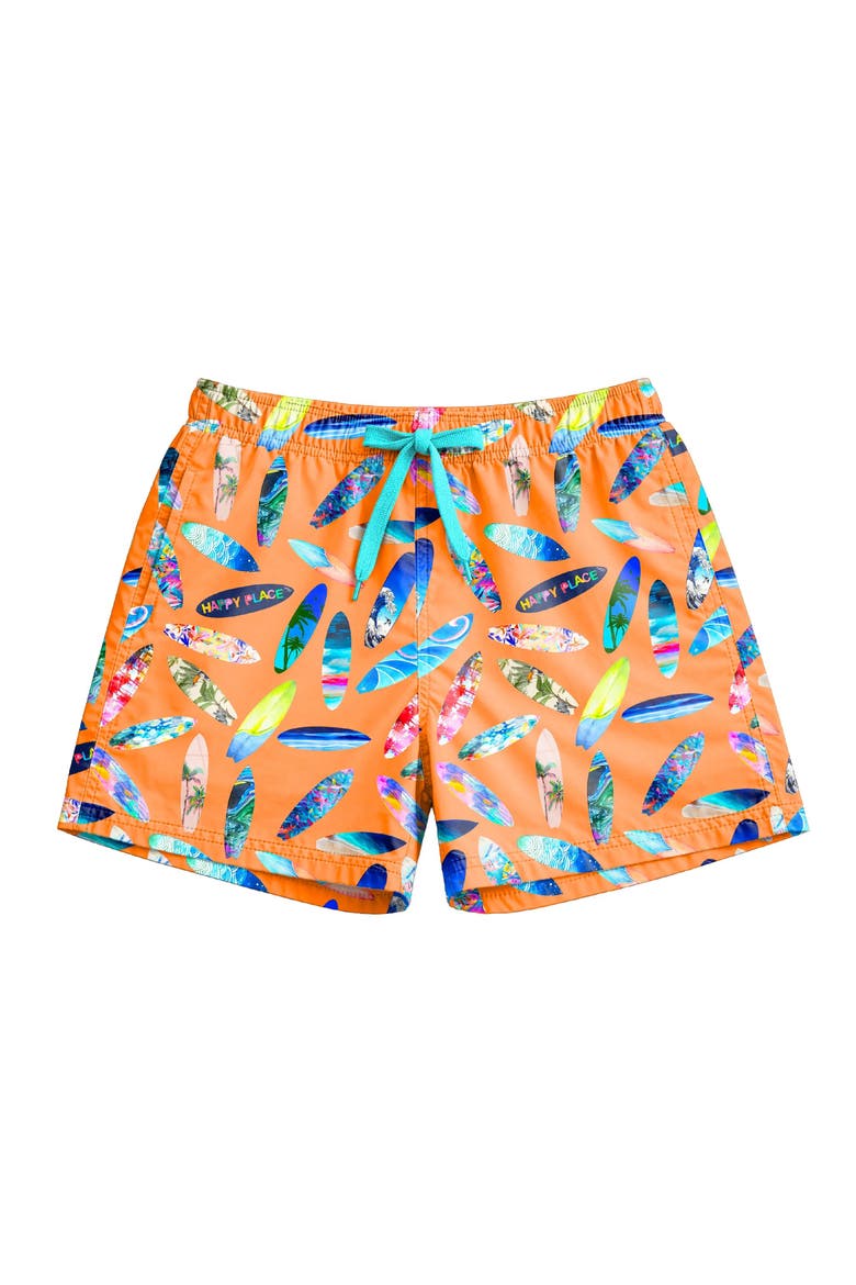 Boys Surfboard Print Board Shorts, Main, color, Multicolor