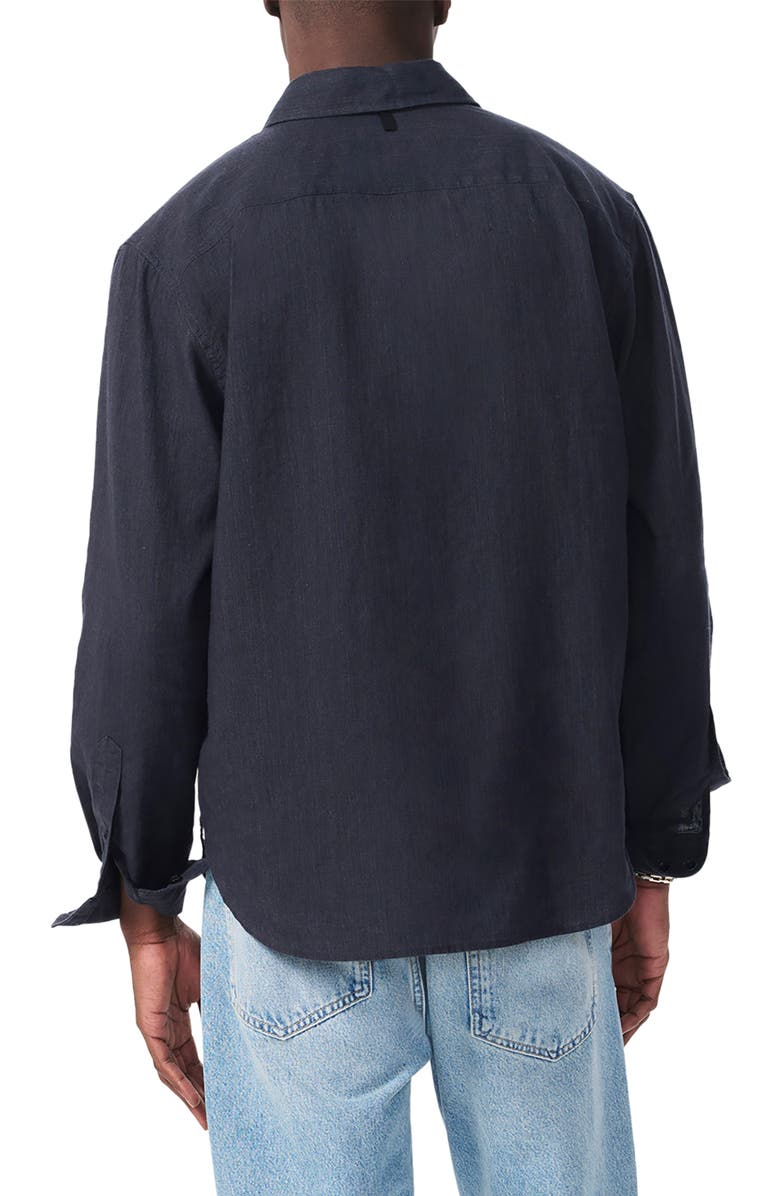 rag & bone Finch Linen Blend Button-Up Shirt, Alternate, color, Black