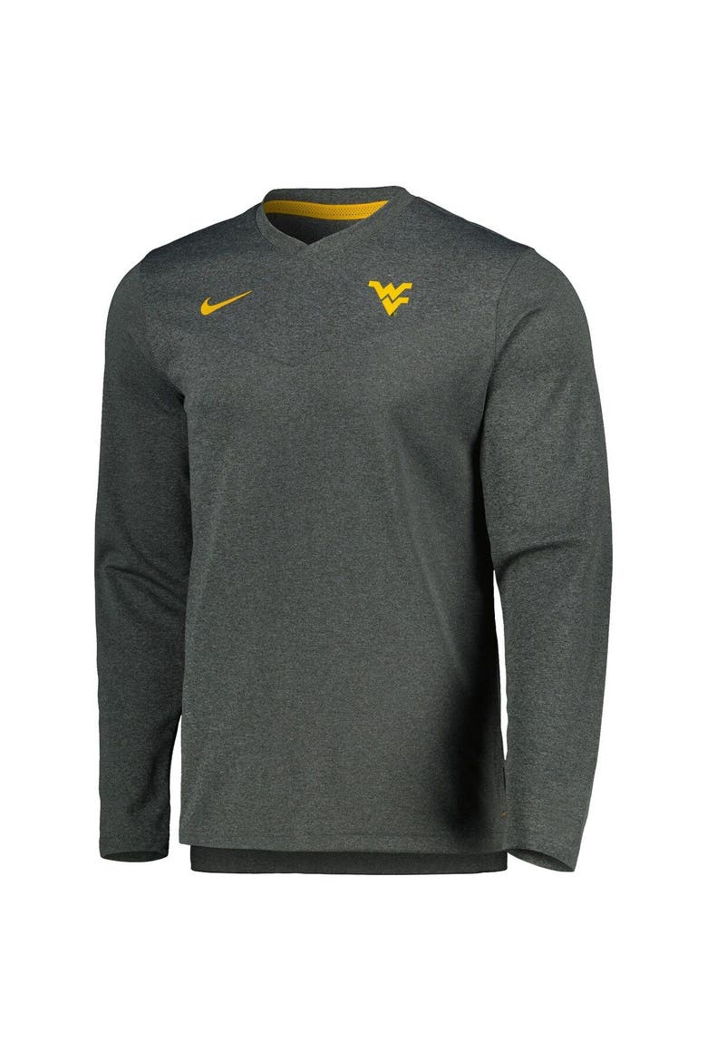 Men's Nike Heather Charcoal West Virginia Mountaineers 2022 Coach Performance Long Sleeve V-Neck T-Shirt, Alternate, color, Heather Charcoal