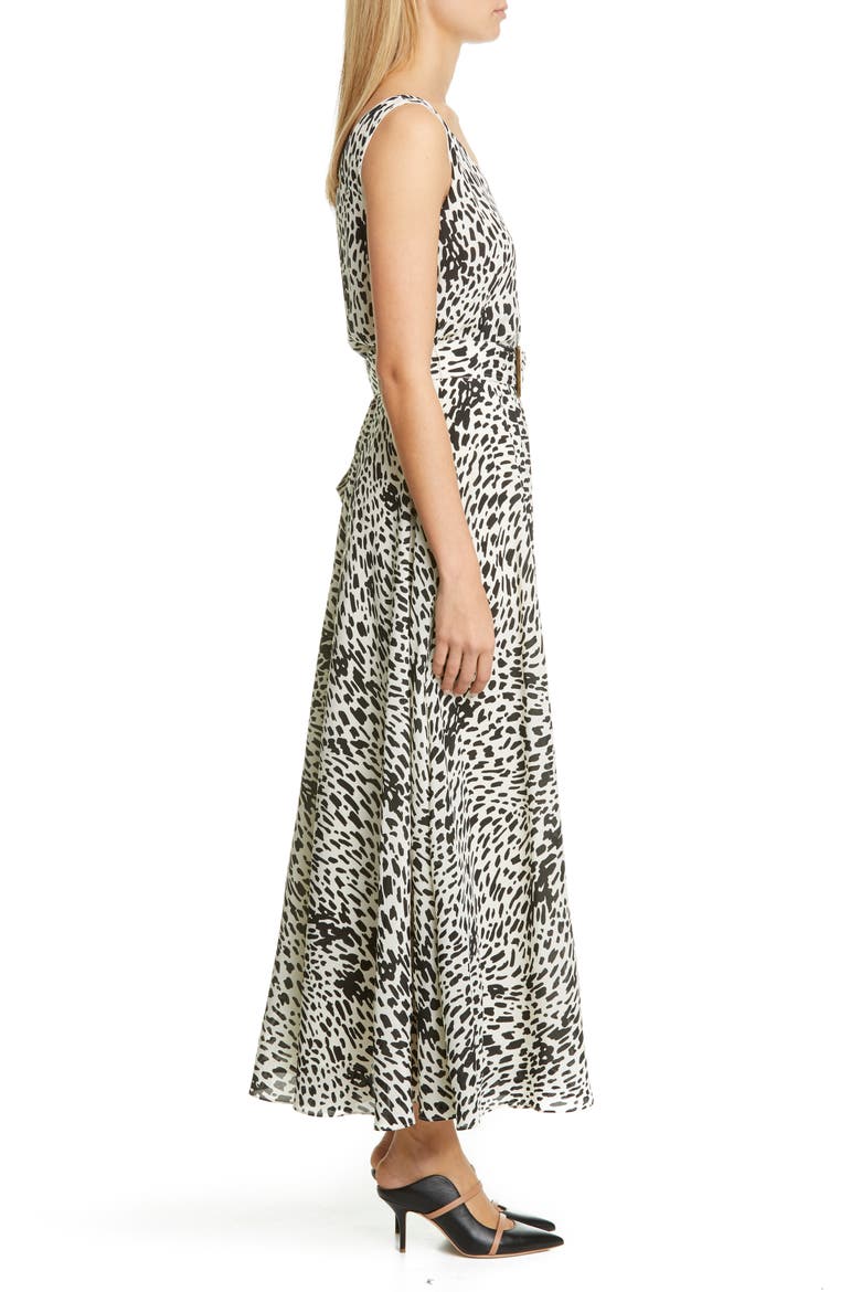 Memphis Belted Silk Maxi Dress, Alternate, color, BLACK MULTI